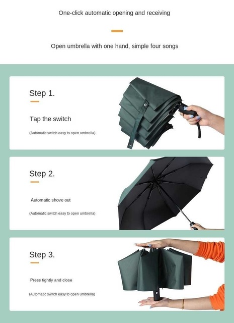 Wodoodporny składany parasol deszczowy dla kobiet i mężczyzn, anty-UV, przenośny dla podróżnych i na prezent - Wianko - 12