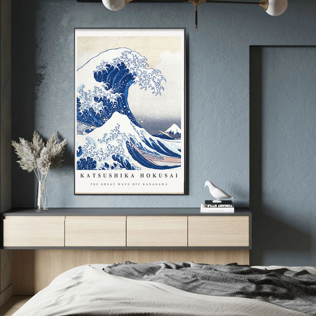 Obraz Hokusai Wielka fala - plakat w stylu Vintage i druk na płótnie malarstwo do dekoracji domu - Wianko - 2