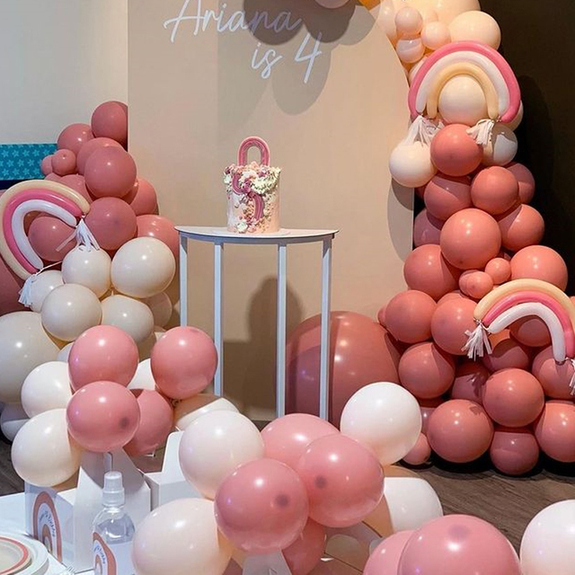 Balon Retro z białym skórzanym wykończeniem o rozmiarach 5, 10 i 18 cali w kolorze różowym - dekoracja na ślub, urodziny, Baby Shower i Dzień Dziecka - Wianko - 1