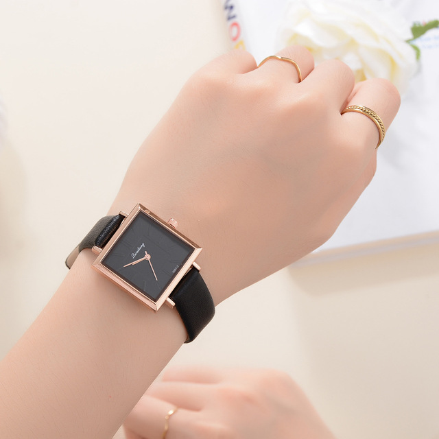 Zegarek damski skórzany kwadratowy Top Marka Relojes Mujer 2021 - Wianko - 34