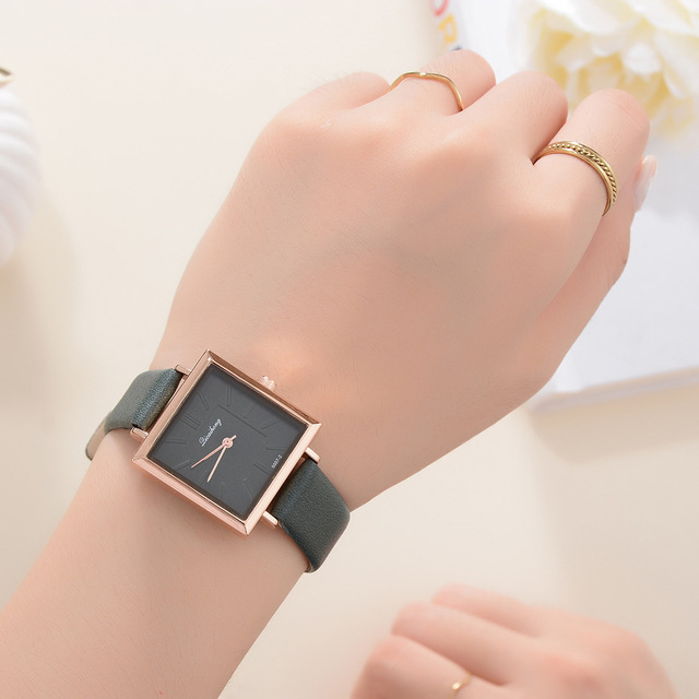 Zegarek damski skórzany kwadratowy Top Marka Relojes Mujer 2021 - Wianko - 32