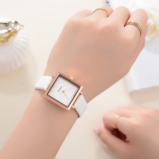 Zegarek damski skórzany kwadratowy Top Marka Relojes Mujer 2021 - Wianko - 28