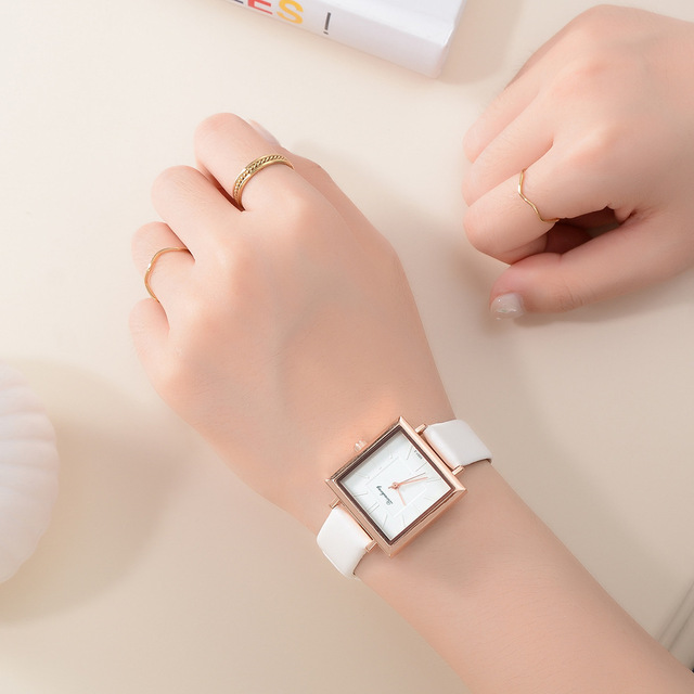 Zegarek damski skórzany kwadratowy Top Marka Relojes Mujer 2021 - Wianko - 29