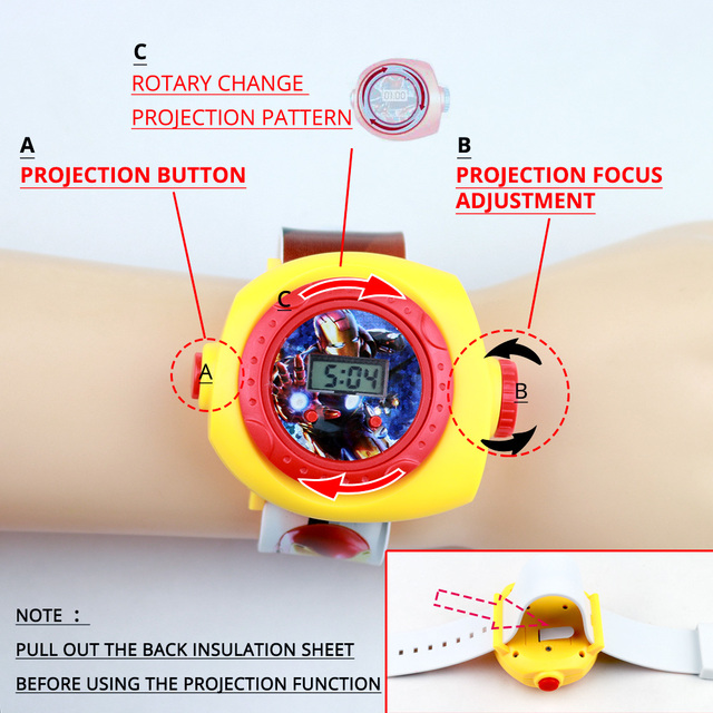 Zegarek 3D projekcja superbohatera dla dzieci - gumowy cyfrowy, dla chłopców i dziewczyn, idealny na prezent lub na party - Wianko - 3