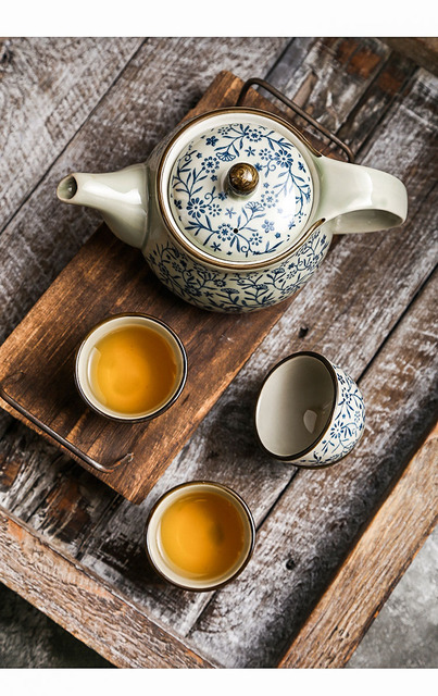 Dzbanek ceramiczny do herbaty z zestawem kubków, wykonany w stylu japońskiego retro - Wianko - 12