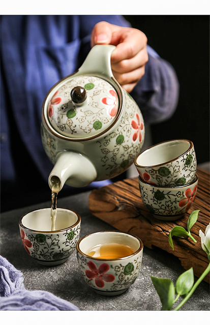 Dzbanek ceramiczny do herbaty z zestawem kubków, wykonany w stylu japońskiego retro - Wianko - 10
