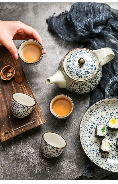 Dzbanek ceramiczny do herbaty z zestawem kubków, wykonany w stylu japońskiego retro - Wianko - 11