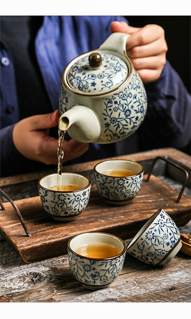 Dzbanek ceramiczny do herbaty z zestawem kubków, wykonany w stylu japońskiego retro - Wianko - 5