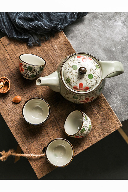 Dzbanek ceramiczny do herbaty z zestawem kubków, wykonany w stylu japońskiego retro - Wianko - 7