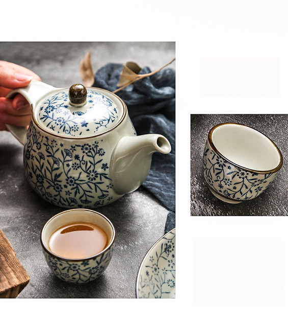Dzbanek ceramiczny do herbaty z zestawem kubków, wykonany w stylu japońskiego retro - Wianko - 2