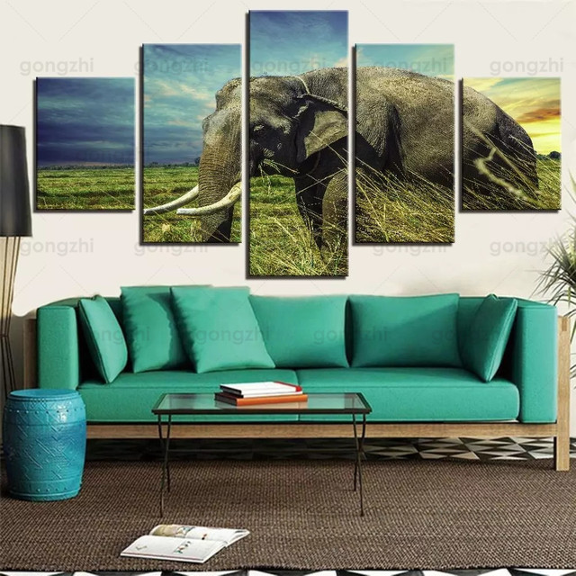 Plakat artystyczny ze zwierzęcym motywem, 5pic HD, drukowany na płótnie, idealny do dekoracji salonu, kawiarni i baru - Wianko - 6