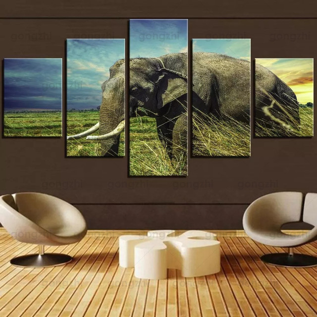 Plakat artystyczny ze zwierzęcym motywem, 5pic HD, drukowany na płótnie, idealny do dekoracji salonu, kawiarni i baru - Wianko - 4