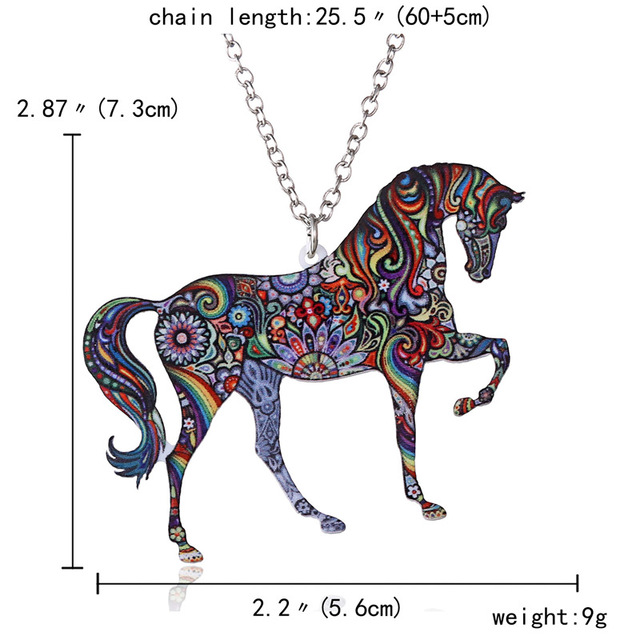 Naszyjnik ze ślicznymi wisiorkami zwierząt: kotem, psem, koniem, ptakiem i księżycem, akrylowy, na srebrnym łańcuchu, dla kobiet i dzieci - Wianko - 25