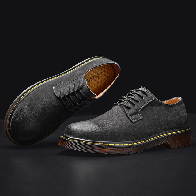 Męskie buty zamszowe w stylu vintage - brytyjskie mokasyny oxford z sznurowadłami - Wianko - 34