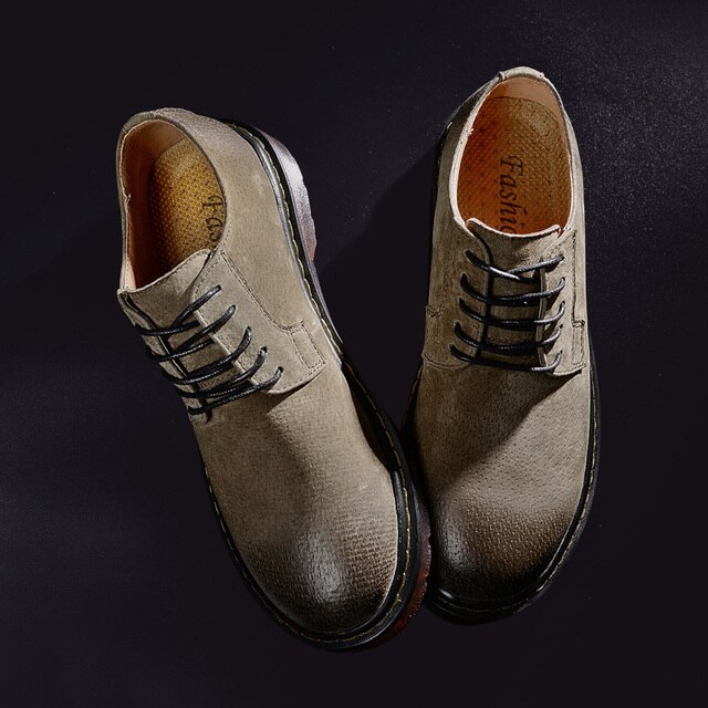 Męskie buty zamszowe w stylu vintage - brytyjskie mokasyny oxford z sznurowadłami - Wianko - 37