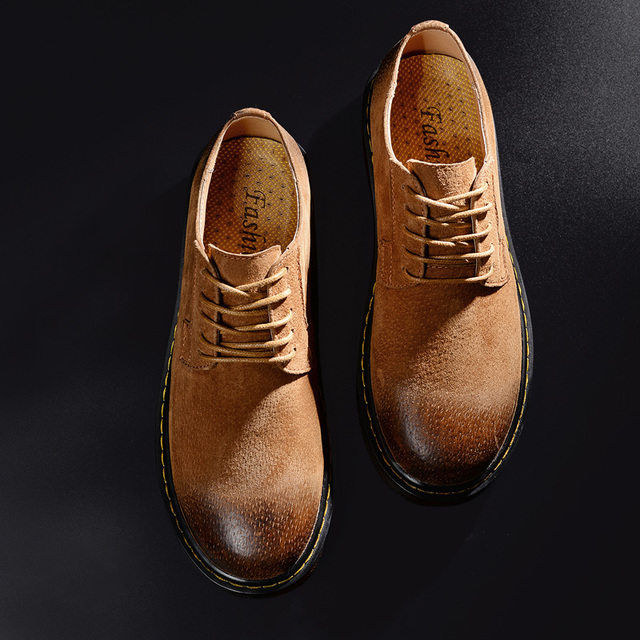 Męskie buty zamszowe w stylu vintage - brytyjskie mokasyny oxford z sznurowadłami - Wianko - 36