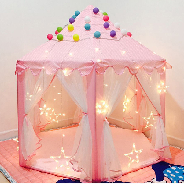 Składany namiot piłki basen Cubby Play House dla dzieci, różowy zamek księżniczki - Wianko - 4