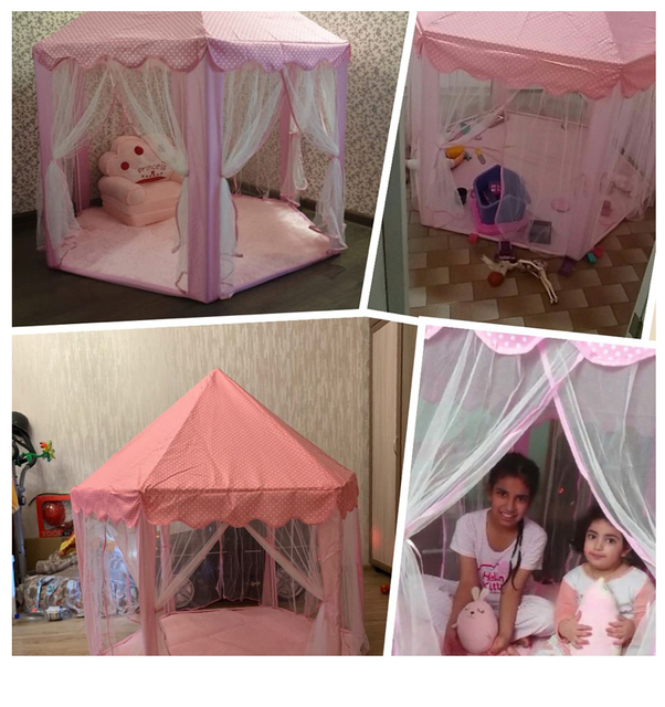 Składany namiot piłki basen Cubby Play House dla dzieci, różowy zamek księżniczki - Wianko - 10