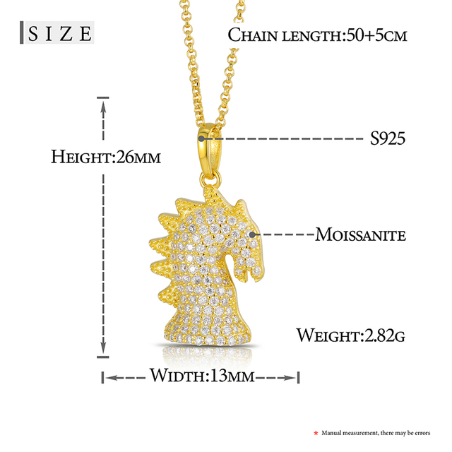 Naszyjnik ze srebra próby 925 z motywem zwierząt i moissanitem dla mężczyzn i kobiet - modny i wysokiej jakości biżuteria ślubna 2021 - Wianko - 11
