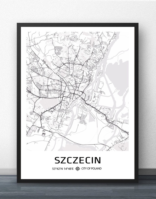 Niestandardowy plakat: mapa Polski ze wzorem miasta w stylu czarno-białym - Radom, Warszawa, Wrocław - idealny na wystrój salonu - Wianko - 6