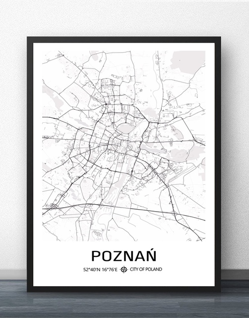 Niestandardowy plakat: mapa Polski ze wzorem miasta w stylu czarno-białym - Radom, Warszawa, Wrocław - idealny na wystrój salonu - Wianko - 13