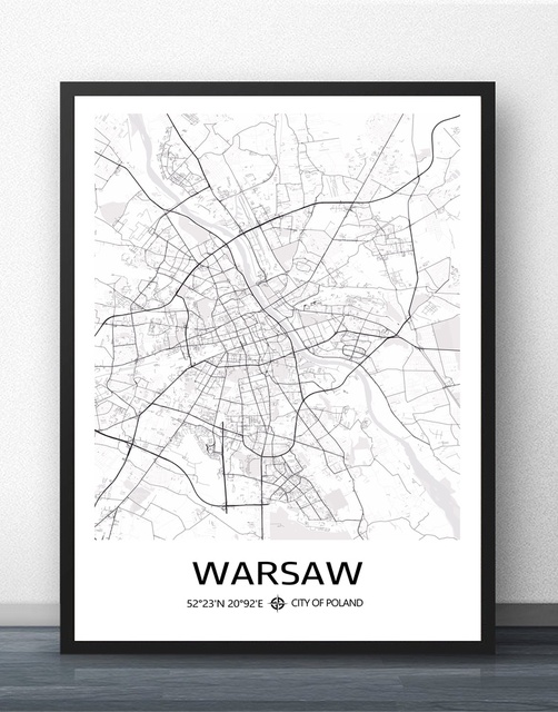 Niestandardowy plakat: mapa Polski ze wzorem miasta w stylu czarno-białym - Radom, Warszawa, Wrocław - idealny na wystrój salonu - Wianko - 9