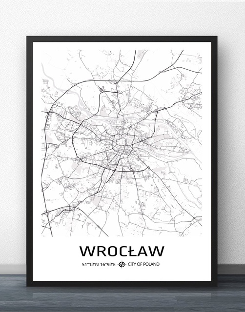 Niestandardowy plakat: mapa Polski ze wzorem miasta w stylu czarno-białym - Radom, Warszawa, Wrocław - idealny na wystrój salonu - Wianko - 10