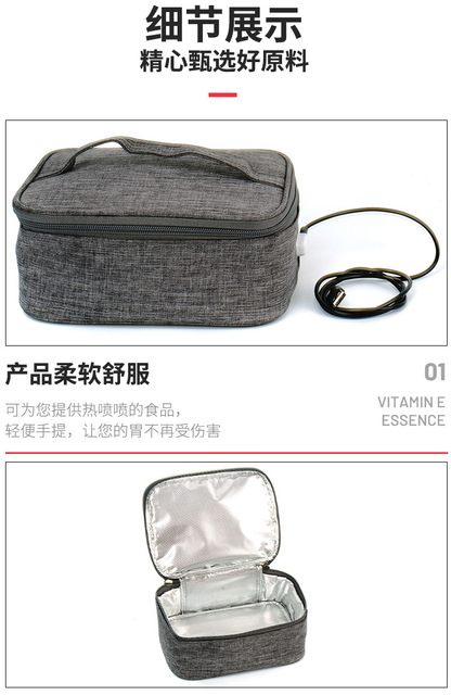 USB przenośne jedzenie ogrzewanie torba do noszenia podgrzewany elektrycznie pojemnik na Lunch Bento Car Office śniadaniówka cieplej wodoodporny podgrzewacz do pojemników - Wianko - 3