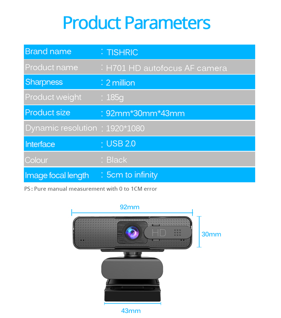 Kamera internetowa HD 1080P Ashu H701 z autofokusem, mikrofonem USB i zasłoną - Wianko - 2