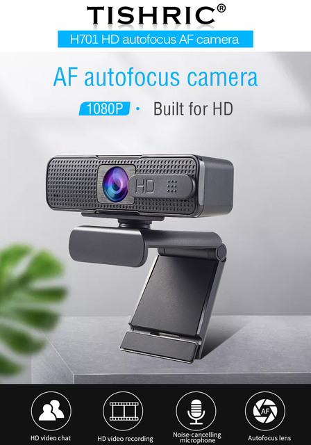 Kamera internetowa HD 1080P Ashu H701 z autofokusem, mikrofonem USB i zasłoną - Wianko - 1