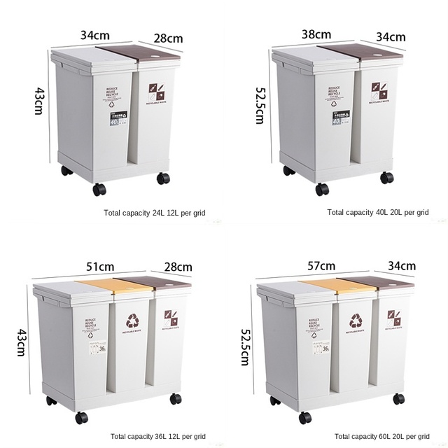 Kosz na śmieci do kuchni i łazienki 24/36/40/60L, typ prasy, 2/3 BucketsF - Wianko - 1