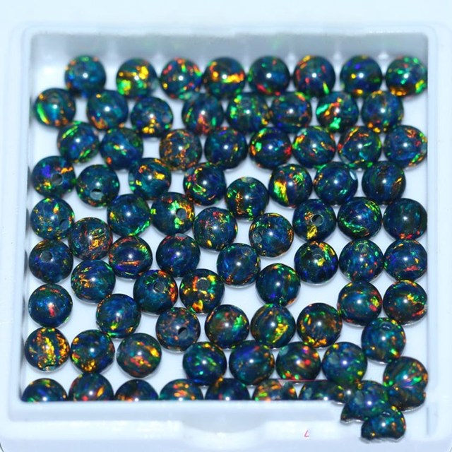 Koraliki z polimeru impregnowane opal syntetyczny, 6/8/10mm, czarne/białe, kształt: okrągły, luźne, hurt, FPPJ - Wianko - 6