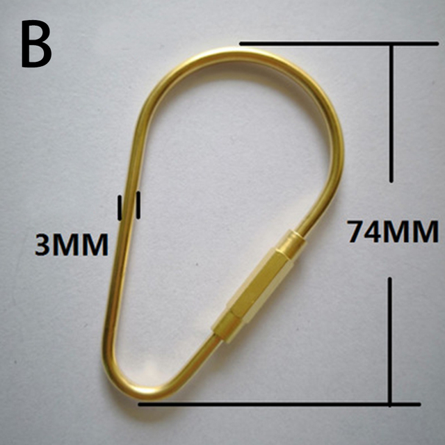 Breloczek na klucze z mosiężną blokadą D i karabinkiem - Wianko - 2