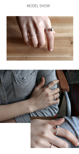 Pierścionek ze srebra S925 z kulkami Line Ball - modna biżuteria na kciuk dla kobiet - Wianko - 10