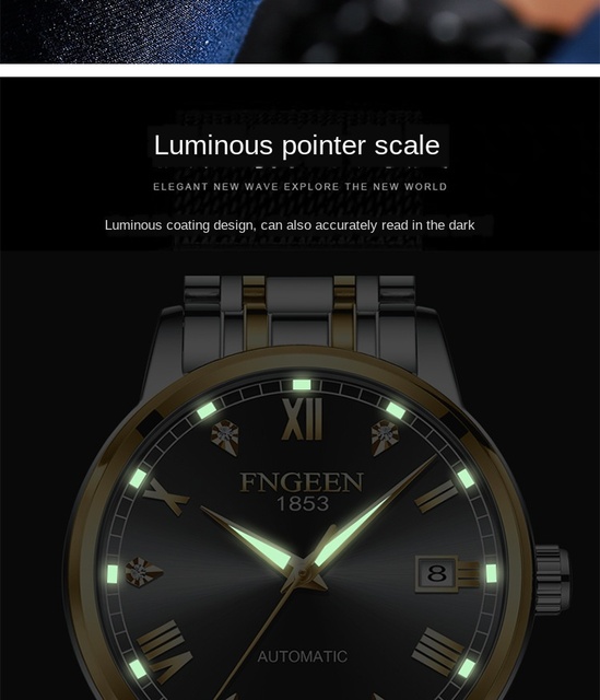 Topowy markowy zegarek męski - automatyczny, świecący, wodoodporny, mechaniczny, stalowy - Relogio Masculino - Wianko - 6