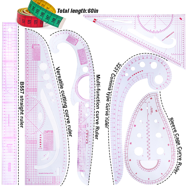 Narzędzia pomiarowe LMDZ - francuska krzywa linijka do patchworku i krojenia odzieży - wzór metric yardstick - Wianko - 1