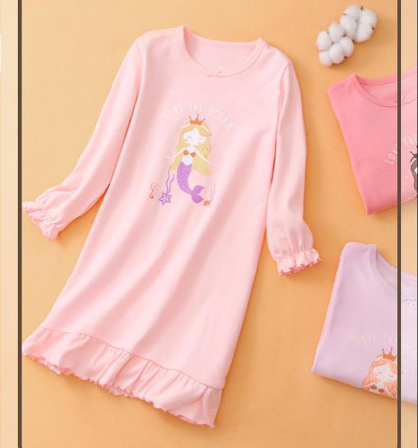 Koszula nocna dla dzieci dziewczyny Cartoon koszule nocne jesień z długim rękawem bawełniane dziecięce piżamy 5-18Y piżama dziecięca - Wianko - 4