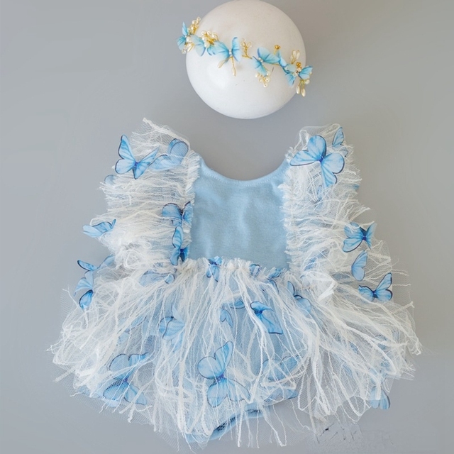 Koronkowa sukienka motylkowa dla noworodka – idealna do sesji zdjęciowej - Wianko - 9
