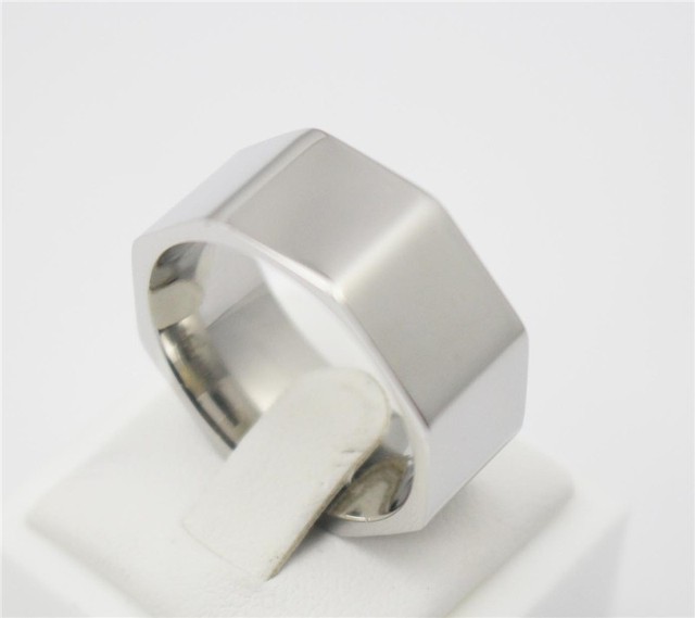 Pierścień ze stali nierdzewnej w kształcie męskiego srebrnego wielokąta o rozmiarach 7, 8, 9 - Wianko - 5