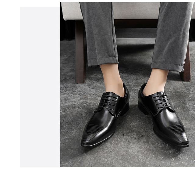 Męskie buty wizytowe z miękkiej brytyjskiej skóry z wycinanymi wzorami, na sznurowadła, z retro stylu, noszone w 2021 roku z noskami w formie Bullock - Wianko - 6