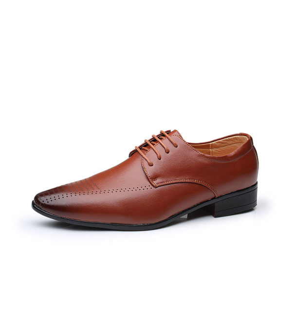 Męskie buty wizytowe z miękkiej brytyjskiej skóry z wycinanymi wzorami, na sznurowadła, z retro stylu, noszone w 2021 roku z noskami w formie Bullock - Wianko - 16