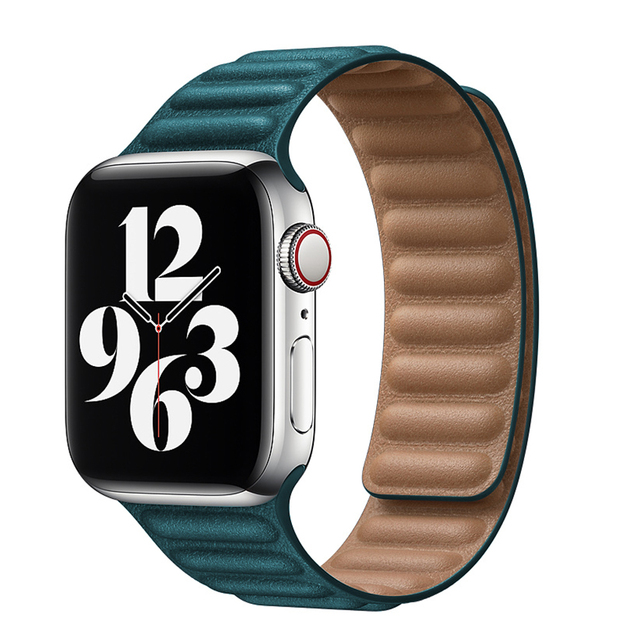 Skórzany link do Apple Watch pasek 1:1 pętla magnetyczna seires 7 5 4 6 - Wianko - 6