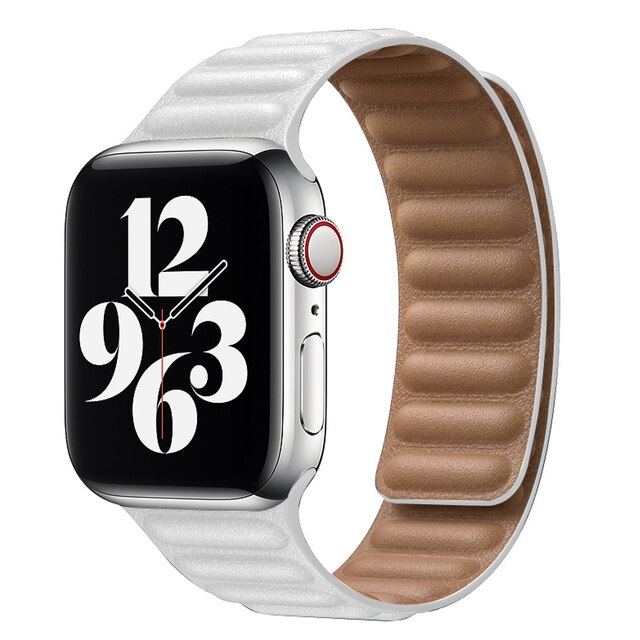 Skórzany link do Apple Watch pasek 1:1 pętla magnetyczna seires 7 5 4 6 - Wianko - 1