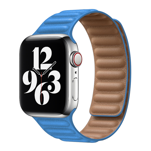 Skórzany link do Apple Watch pasek 1:1 pętla magnetyczna seires 7 5 4 6 - Wianko - 4