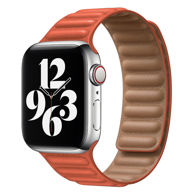 Skórzany link do Apple Watch pasek 1:1 pętla magnetyczna seires 7 5 4 6 - Wianko - 5