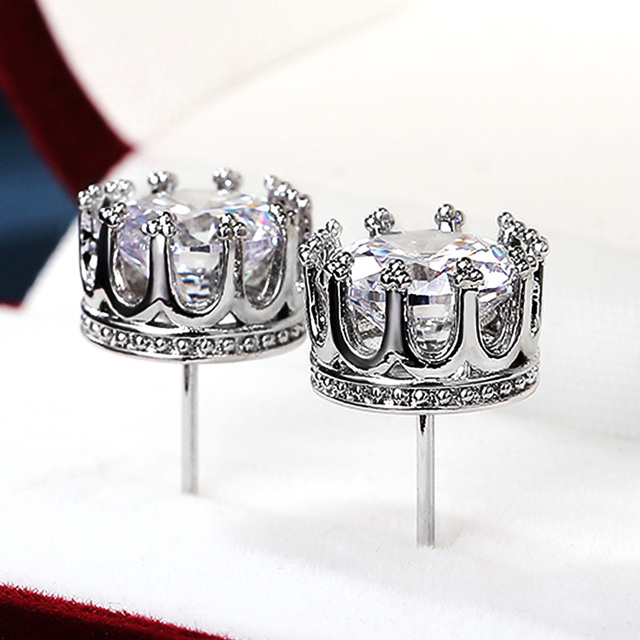 Luksusowe kolczyki dla kobiet w kształcie korony ze złotym ustawieniem i okrągłymi cyrkoniowymi detalami - Wianko - 6