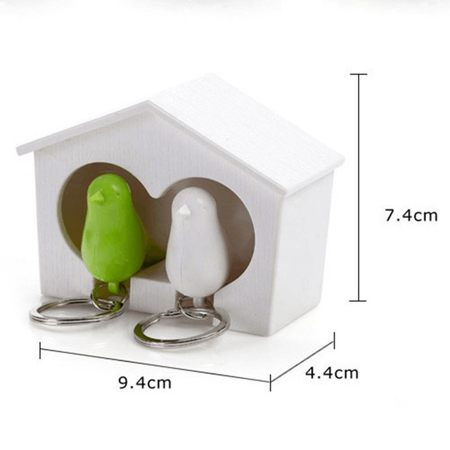 2 sztuki brelok ptak + 1Pc wróbel Birdhouse do montażu na ścianie klucza uchwyt pierścieniowy dekoracyjny dom gniazdo gwizdek - Wianko - 13