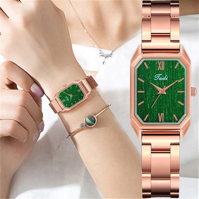 Modny zegarek Roma zielony dla kobiet - Tadi Relogio Feminino z kwarcowym mechanizmem w kolorze różowo-złotym - Wianko - 22
