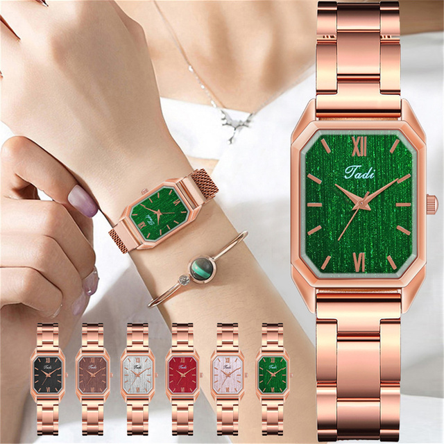 Modny zegarek Roma zielony dla kobiet - Tadi Relogio Feminino z kwarcowym mechanizmem w kolorze różowo-złotym - Wianko - 1