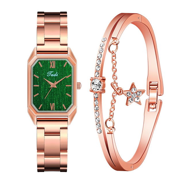 Modny zegarek Roma zielony dla kobiet - Tadi Relogio Feminino z kwarcowym mechanizmem w kolorze różowo-złotym - Wianko - 16